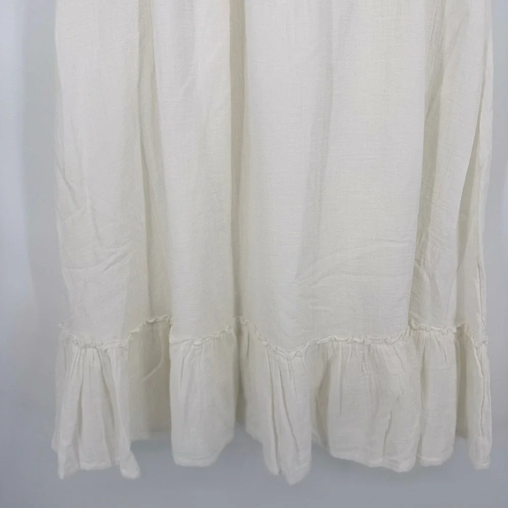 Quince Organic Cotton Gauze Smocked Maxi Skirt Women's Small White Boho Cottage - Picture 6 of 9